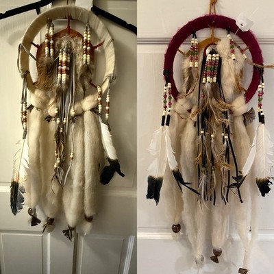 A pair of Native American Dreamcatcher 10 inches wide by 23 inches long