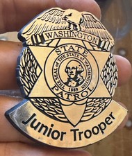Vintage Pretend Play Washington State Patrol Junior Trooper Badge Pin Pinback