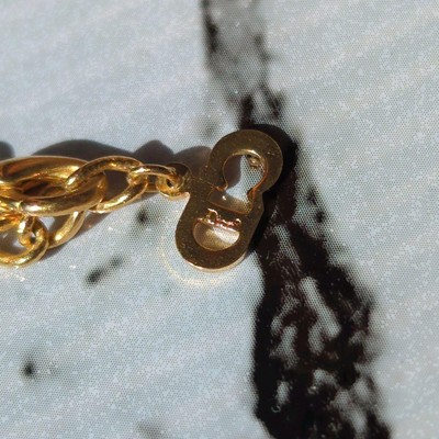 Christian Dior Necklace Padlock Key Rhinestone Logo Gold Hardware