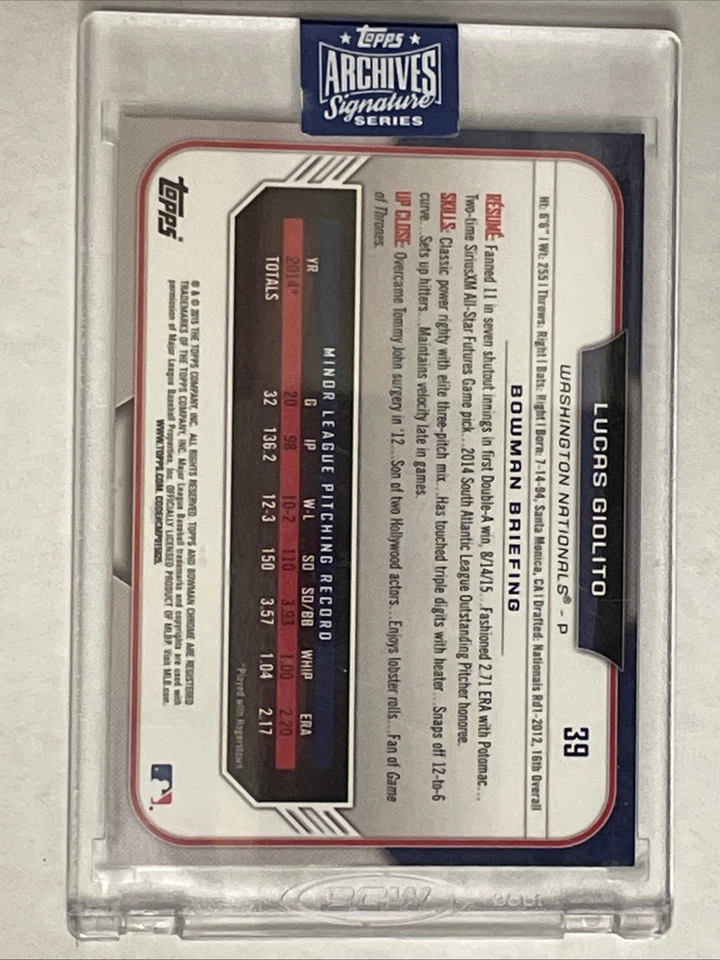 2020 Topps Archives Lucas Giolito Red Sox AUTO on-card Rookie Chrome 1/1 #39 - Image 4 of 4