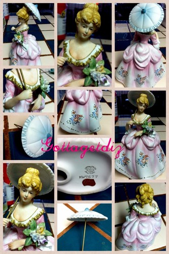 Vintage Lefton Colonial LADY Fine China Porcelain Figurine Circa 40's KW7677 - 第 1/12 張圖片