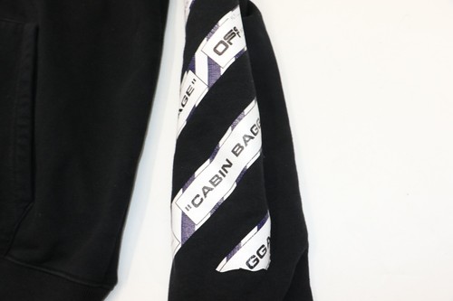 OFF-WHITE Airport Tape Zip Up Hoodie XL - Black/White *READ* - Picture 12 of 24