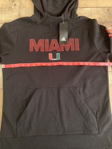 NWT Adidas Men's Black Miami Hurricane Jersey Hoodie Pullover Sample Size Medium - Picture 6 of 11