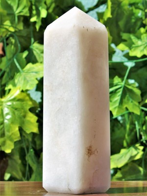 Polished 310MM White Snow Quartz Crystal Healing Reiki Decor Stone Obelisk Tower