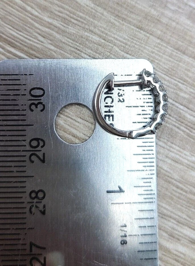 STEAL DEAL! 0.70 Carat Natural Round Diamonds Hoops Huggies Earrings in 14k Gold - Image 3 of 4