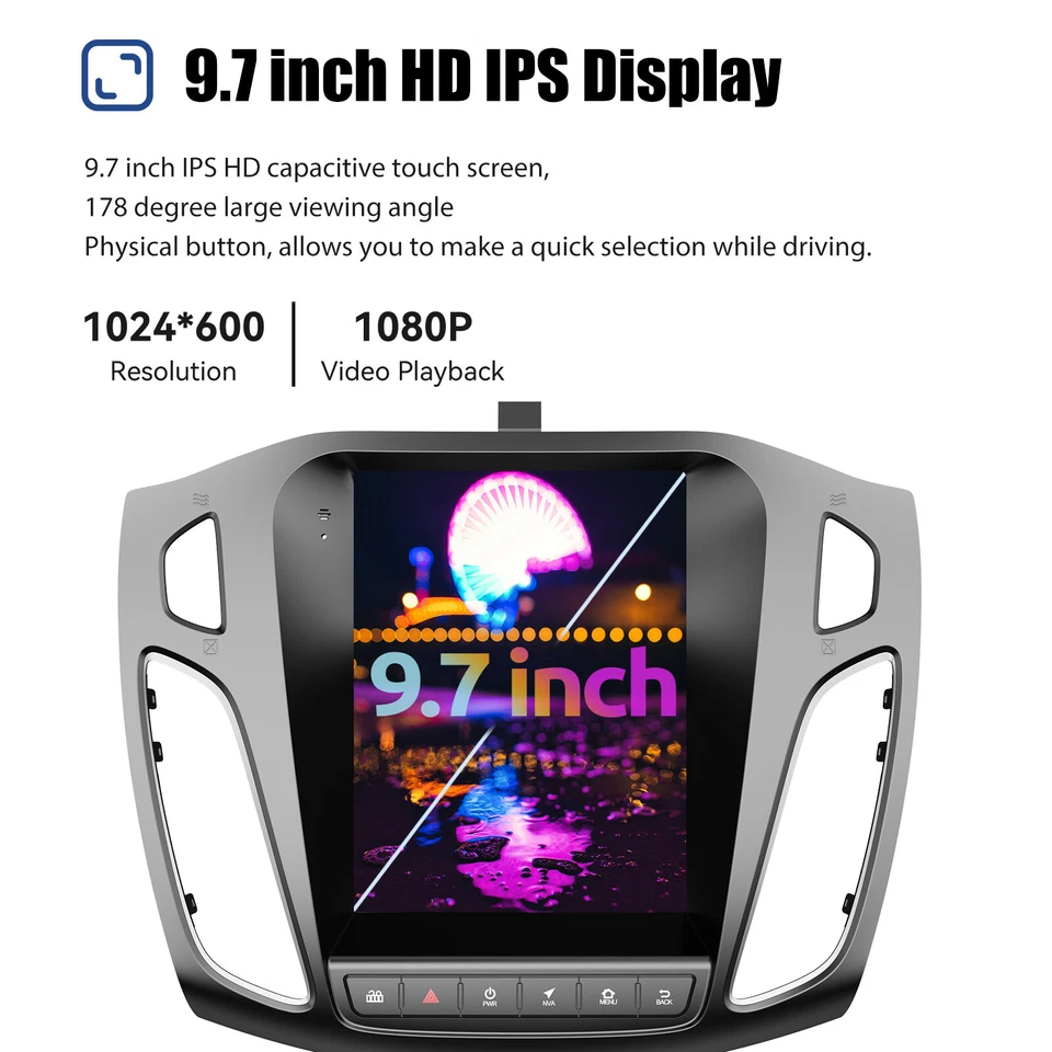 9.7" Apple CarPlay Android 13 Autoradio GPS AHD Kamera Für Fürd Focus MK3 12-18 - Bild 4 von 4