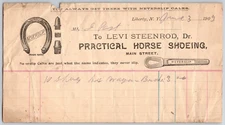 Liberty, NY Levi Steenrod "Practical Horse Shoeing" 1903 Billhead (Isaac Post)