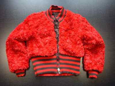 CARBONE - WENDE-FELL Jacke- 128 - Kuschelfell  - Rot/dBraun - supercool - NEU!