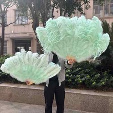 2PCS Farm Ostrich Hand Feather Fans for Dancer Show Party Plumes Hand Fans