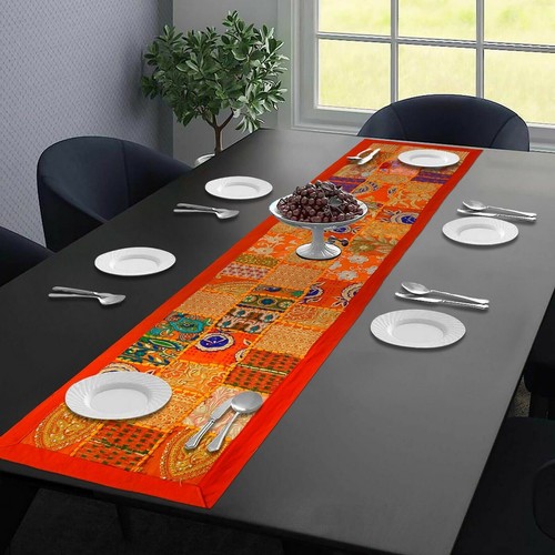 Handmade Cotton Patchwork Table Runner Embroidered Dining Table Tapestry - Picture 17 of 34