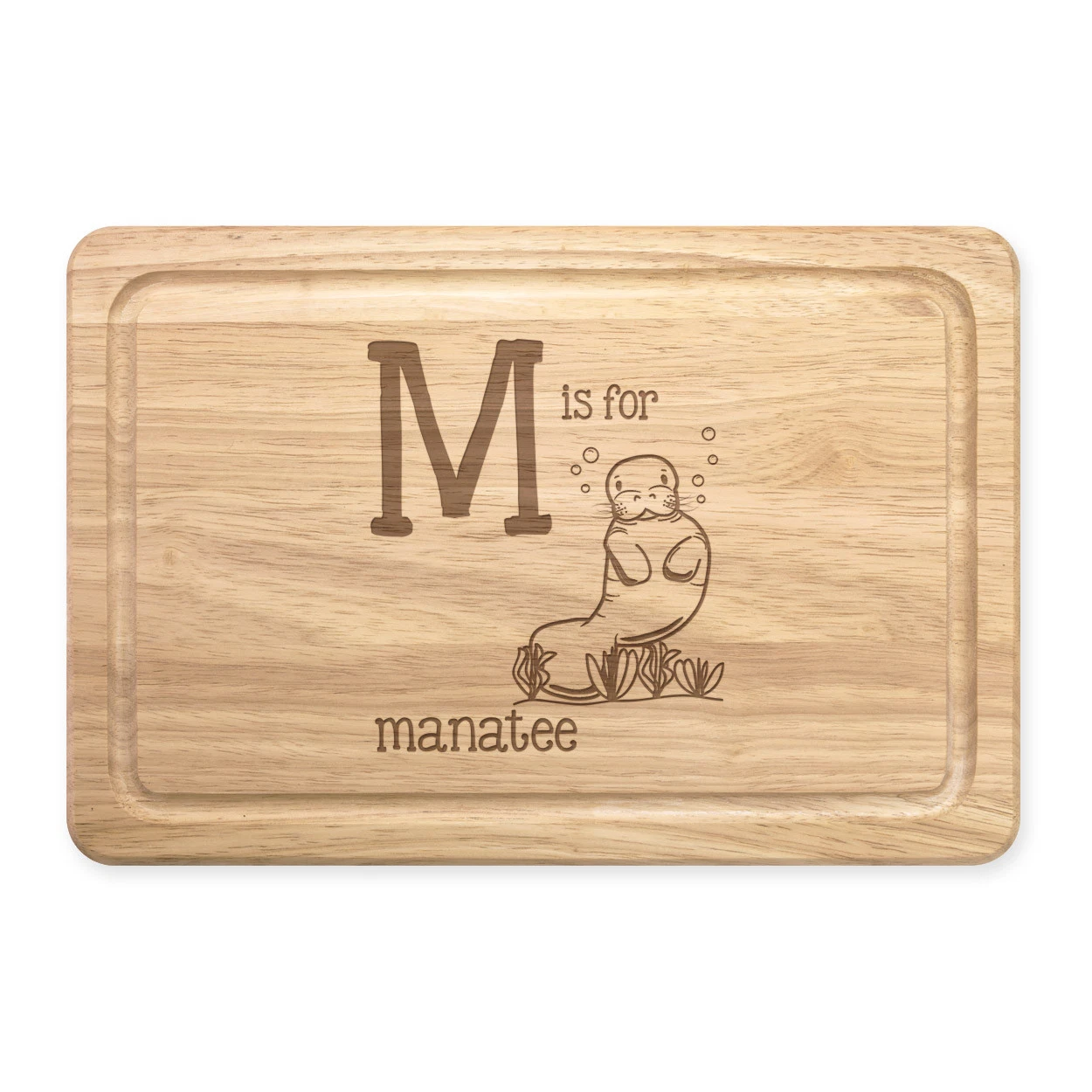 Letter M Is For Manatee Rectangular Wooden Chopping Board - Funny Alphabet