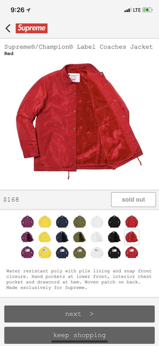 Supreme x Champion Label Coaches Jacket Red SZ XL In Hand Supreme x Champion Label Coaches Jacket Red SZ XL In Hand