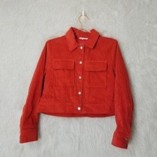 Tularosa Orange Snap Button Front Corduroy Cropped Jacket Womens Size Small