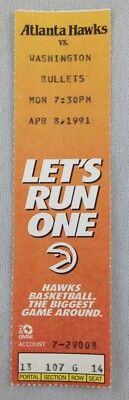 NBA 1991 04/08 Washington Bullets at Atlanta Hawks Ticket Stub