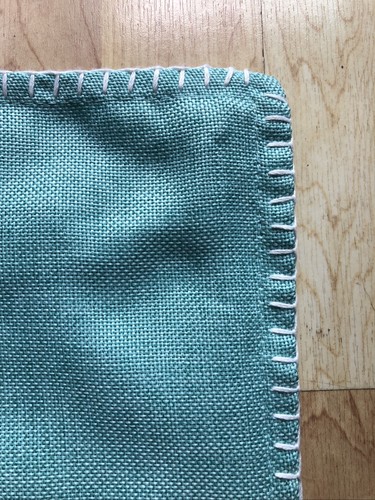 THRO Marlo Lorenz Aqua Green PIllow Cover Faux Linen Velvet Hemstitch Zip 22" - Picture 2 of 8