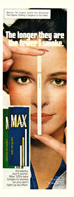 cigarette max MAX CIGARETTE AD #6 RARE 1977 VINTAGE OUT OF PRINT HALF PAGE