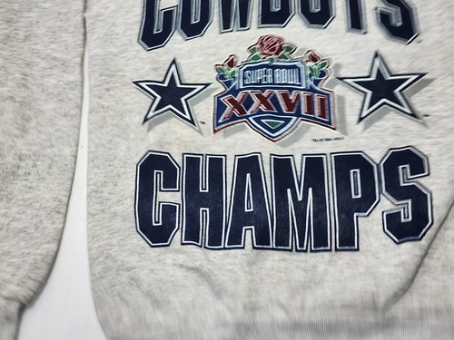 Vintage Dallas Cowboys Super Bowl XXVII NFC Champions Sweatshirt White Size Sm - Picture 4 of 9