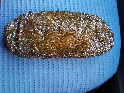 50,S Fab Gold Sequinned Evening Clutch. 27cmx13cm.Preloved And Looked After