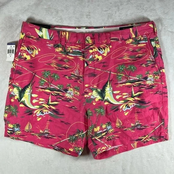 NWT Polo Ralph Lauren 38W Linen Blend 6” Inseam Classic Fit Flat Front Shorts