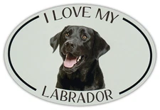 Oval Dog Breed Picture Car Magnet - I Love My Labrador (Black Lab) - Magnet