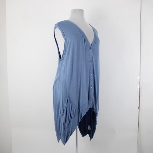 Lori Goldstein Logo Gr. 3X blau asymmetrisch Taschen Viskose Spandex Lagenlook Trägertop - Bild 6 von 18