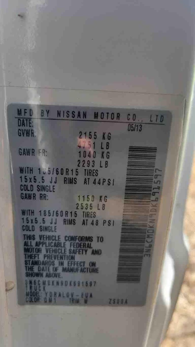 Moldura De Puerta Trasera Original Nissan Para NV200 2013-2019 – Color Negro, Número 90810-9SJ0A, Nuevo OEM
