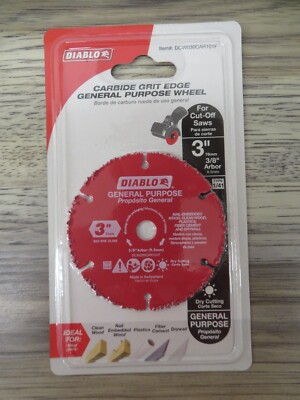 NEW DIABLO DCW030CAR101F 3'' IN. CARBIDE GRIT MULTI-MATERIAL CUT-OFF WHEEL