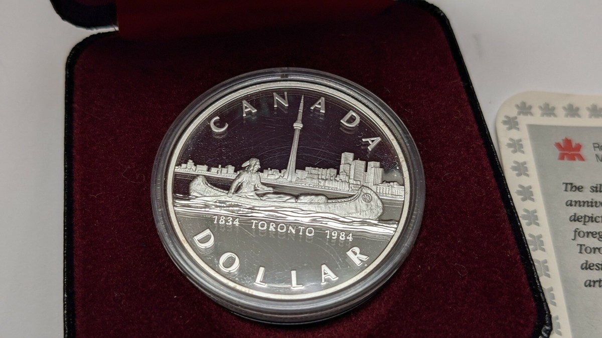 1984 Canada Silver Dollar, 150th Anniversary of Toronto .500 Fine