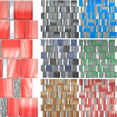 Glas Mosaikfliesen Metallic Effect Dekorfliesen ausgefallene Fliesenwände Bunt