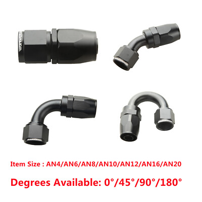 0° 45° 90° 180° AN4 AN6 AN8 AN10 AN16 Aluminum Fuel Hose End Fitting Adapter USA
