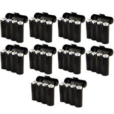 10 Pack AA / AAA / CR123A Black Battery Holder Storage Cases