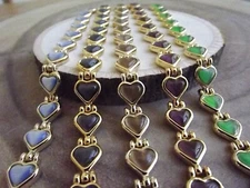 Gold Plated Magnetic Link Cat Eye Heart Stone Arthritis Pain Relieve Bracelet  