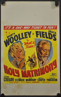 Heilige Ehe 1943 Original 14X22 WC Filmplakat Monty Woolley Gracie Fields