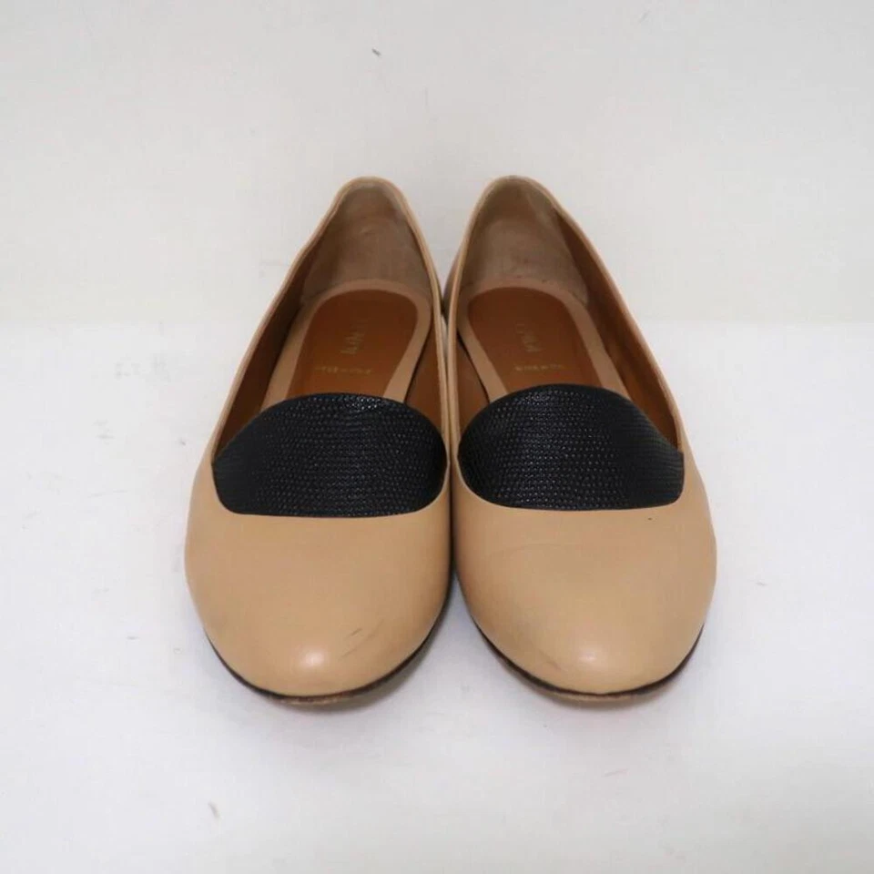 Fendi Ballet Pisos Cuero Beige y Lagarto Negro Talla 38 Foto 4 de 4