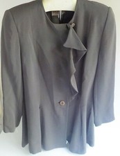 GIORGIO ARMANI Le COLLEZIONI Skirt Suit SZ 8 Mocha Color Cinched Waist Ruffle