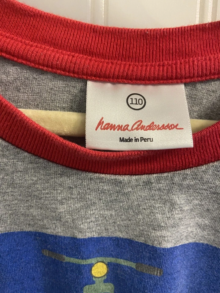 Camiseta Hanna Andersson 2 Manga Larga Estado Juego Tren Bicicleta Algodón 110 5 Foto 3 de 4