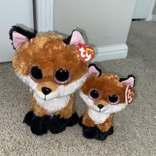 TY BEANIE BOOS TySilk - Slick the Fox 10" Plush Stuffed Animal Toy 2017