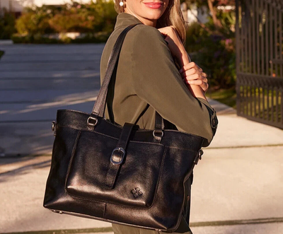 Patricia Nash Alanya Tote Black Leather Crossbody Handbag Purse