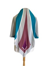 Artistic Silk Scarf AEG Pure Silk Teal Grey Abstract Graphic Print A25