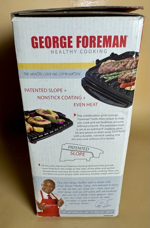 George Foreman Champ Grill – Healthy Cooking, Red (Model GR0036R) - Image 2 of 4