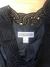 Women American Vintage Dress Black Linen Silk 40 /