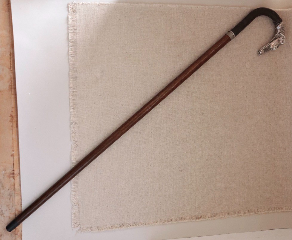 Solid Silver Greyhound Dog Cane Walking Stick Vtg… - image 2