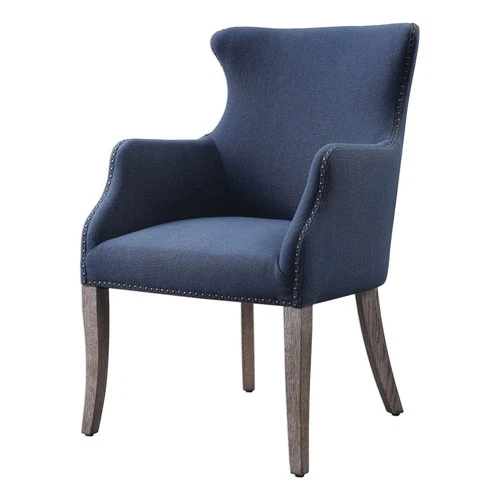 Uttermost 23499 Blue Yareena 24-1/2"W Wood Framed Linen Wingback Chair - Picture 8 of 8
