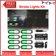 8pcs 12-led Ultra-thin Emergency Strobe Lights Kits Flashing Warning Greenwhite 8pcs 12-led Ultra-thin Emergency Strobe Lights Kits Flashing Warning Greenwhite
