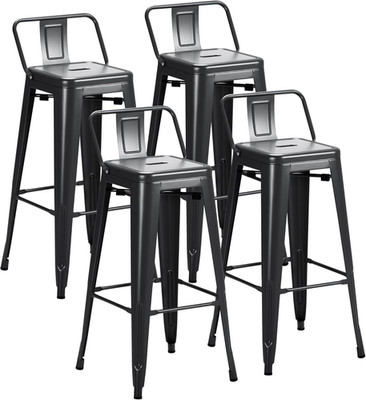 30 Inch Metal Bar Stools Set of 4, Counter Height Stools, Industrial Bar Chairs