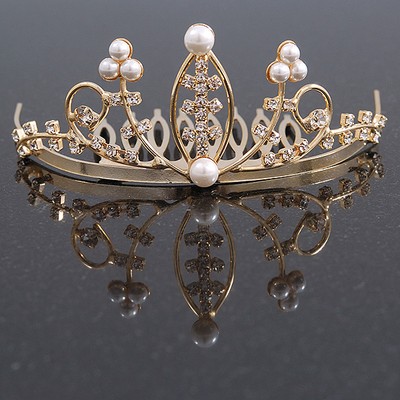 Fee Prinzessin Braut/Hochzeit/Abschlussball/Party goldfarben klar Kristall und weiß