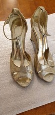 NEW Monsoon Glitter Wedge Shoes Gold Sparkly Heels – Kate Middleton Style UK 7