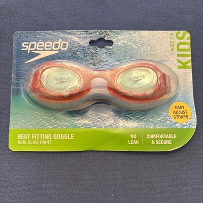 Speedo Kids Glide Print Goggles Amber Wave Bright Ages 3-6 UV Anti Fog