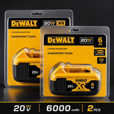 DEWALT 20V MAX XR 6Ah Battery 2 Pack 6000mAh 120Wh Lithium Ion