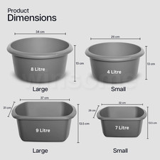 Washing Up Bowl Plastic Kitchen Basin Sink Cutlery Tidy Bowl Rectangular Round